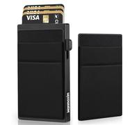 Manmaxim Porta Carte di Credito Uomo Piccolo, Portafoglio Uomo Slim rfid, Portacarte con Protezione RFID, Porta Tessere con Portamonete e Scomparti Banconote - Confezione Regalo Nero