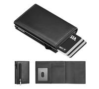 Manmaxim Portafoglio Uomo Slim Porta Carte di Credito Uomo Pop-up per 10-12 Carte, Portacarte Uomoo Slim con Rfid Anticlonazione, Porta Tessere Uomoo con Portamonete, Relago Uom Portafogli (Nero)