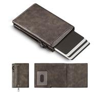 Manmaxim Portafoglio Uomo Slim Porta Carte di Credito Uomo Pop-up per 11-13 Cartes, Portacarte Uomoo Slim con Rfid Blocco, Porta Carte con Cerniera Portamonete, (Marrone, S Portamonete)