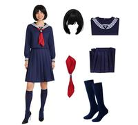 MANMICOS Costume cosplay da donna, costume da marinaio JK uniforme con gonna e parrucca (blu, taglia 3XL)