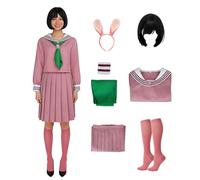 MANMICOS Costume cosplay da donna, costume da marinaio JK uniforme con gonna e parrucca (rosa, XXL)