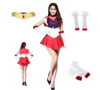 MANMICOS Costume cosplay di Hino Rei da marinaio anime, per Halloween, taglia XS, colore rosso