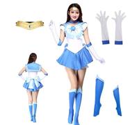 MANMICOS Costume da marinaio Mercury per cosplay, costume da marinaio Ami per Halloween, con parrucca (S) blu