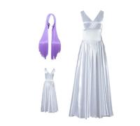 MANMICOS Taglia US Anime Costume Cosplay da donna Saint Seiya vestito bianco Halloween Party parrucca, bianco, S