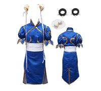 MANMICOS Taglia USA Anime Cosplay Costumi Blu Cheongsam Donna Halloween vestito (X-Small)