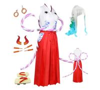 MANMICOS Taglia USA Yamato Cosplay costume da donna gonna kimono rossa con tuta in corno di bue (3X-Large)