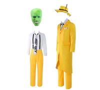 MANMICOS US size Movie Carrey cosplay costume Anime cappello giallo con maschera tuta (Small)