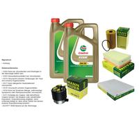 Mann Controllo Set 10L castrol edge 5W-30 C3 per Nissan Qashqai + 2 Bagno I 2.0