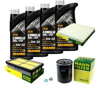 MANN Controllo Set 4L MANNOL Longlife 5W-30 per Toyota Celica 1.8 16V TS