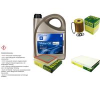 MANN Controllo Set 5 L GM Olio Motore DEXOS2 5W-30 Per Opel Astra H Caravan 1.7