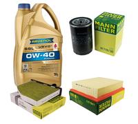 MANN Controllo Set 5 L RAVENOL SSL 0W-40 per VW Golf IV Cabriolet 2.0