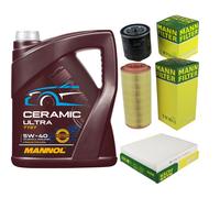 MANN Controllo Set 5L MANNOL Ceramic 5W-40 Per Audi A2 1.4 1.6 FSI