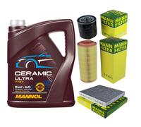 MANN Controllo Set 5L MANNOL Ceramic 5W-40 Per Audi A2 1.4 1.6 FSI