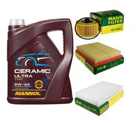 MANN Controllo Set 5L MANNOL Ceramic 5W-40 Per Nissan Pulsar Schrägheck 1.2