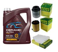MANN Controllo Set 5L MANNOL Ceramic 5W-40 Per VW Golf VI 1.4 TSI 1.2 Skoda