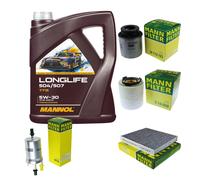 MANN Controllo Set 5L MANNOL LONG LIFE 504/507 5W-30 Per VW Polo 6R1 6C1 1.2
