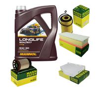 MANN Controllo set 5L MANNOL Longlife 504/507 5W-30 per Audi Q3 8UB 8UG 2.0