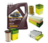 MANN Controllo set 5L MANNOL Longlife 504/507 5W-30 per VW Golf VI 5K1 2.0