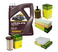 MANN Controllo set 5L MANNOL Longlife 504/507 5W-30 per VW Golf VI 5K1 2.0