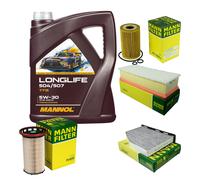 MANN Controllo set 5L MANNOL Longlife 504/507 5W-30 per VW Golf VI 5K1 2.0