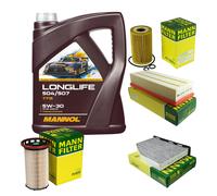 MANN Controllo set 5L MANNOL Longlife 504/507 5W-30 per VW Golf VI 5K1 2.0