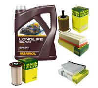 MANN Controllo set 5L MANNOL Longlife 504/507 5W-30 per VW Golf VI 5K1 2.0
