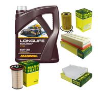 MANN Controllo Set 5L MANNOL LONGLIFE 504/507 5W-30 Per VW Golf VI 5K1 2.0