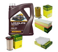 MANN Controllo set 5L MANNOL Longlife 504/507 5W-30 per VW Golf VI 5K1 2.0