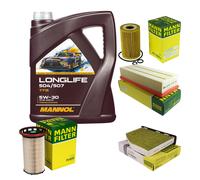 MANN Controllo set 5L MANNOL Longlife 504/507 5W-30 per VW Golf VI 5K1 2.0