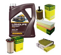 MANN Controllo set 5L MANNOL Longlife 504/507 5W-30 per VW Golf VI 5K1 2.0