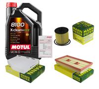 MANN Controllo Set 5L MOTUL 8100 X-CLEAN + EFE 0W-30 Per VW Golf V 1.6 FSI