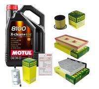 MANN Controllo Set 5L MOTUL 8100 X-CLEAN + EFE 0W-30 Per VW Golf V 1.6 FSI