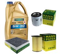 MANN Controllo Set 5L RAVENOL FDS 5W-30 per Ford C-Max 2.0 1.8 Flexifuel
