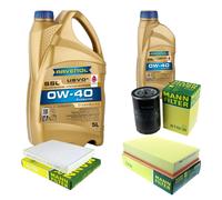MANN Controllo Set 6 L RAVENOL SSL 0W-40 per VW Transporter V 2.0 Bus