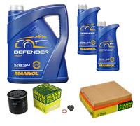 MANN Controllo Set 7 L MANNOL Defender 10W-40 Per Opel Kadett E CC 2.0 GSi