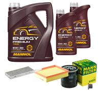 Mann Controllo Set 7 L mannol Energy Premium 5W-30 per Renault Latitudine 2.0