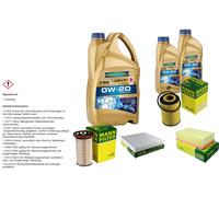 MANN Controllo Set 7L RAVENOL VSE 0W-20 per VW Passat 2.0 TDI Tiguan