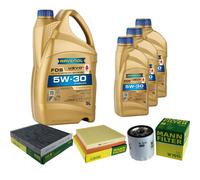 MANN Controllo Set 8L RAVENOL FDS 5W-30 per Jaguar XE 2.0 XF