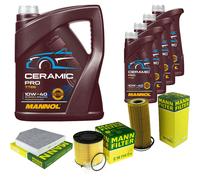 MANN Controllo Set 9L MANNOL Ceramic Pro 10W-40 Per Audi A5 Cabriolet 8F7 S5