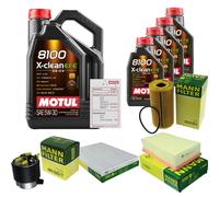 Mann Controllo Set 9L Motul 8100 x-Pulire Efe 5W-30 per Nissan Qashqai + 2 I