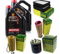 MANN-FILTER Controllo Set 10L Motul 5W-30 8100 X-CLEAN+ Per Mercedes E-Klasse