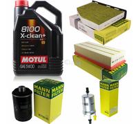 Mann-Filter Controllo Set 5L Motul 5W-30 8100 x-Pulire + per Audi A3 1.8 TFSI