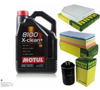 MANN-FILTER Controllo set 5L Motul 8100 X-clean+ 5W-30 per Audi A4 Avant 1.8