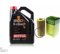 MANN-FILTER Controllo Set 5L Motul 8100 X-CLEAN+ 5W-30 Per Audi A4 Avant 1.8