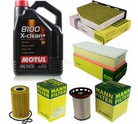 MANN-FILTER Controllo Set 5L Motul 8100 X-Clean+ 5W-30 Per VW Passat Variant