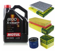 Mann-Filter Controllo Set 5L Motul 8100 x-Pulire+5W-30 per Fiat Panno Panda 1.1