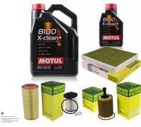 MANN-FILTER Controllo Set 6L Motul 5W-30 8100 X-CLEAN+ Per Audi A2 1.4 TDI