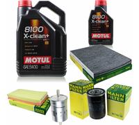 MANN-FILTER Controllo Set 6L Motul 5W-30 8100 X-CLEAN+ Per Audi A3 1.6 1.8