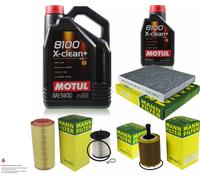 Mann-Filter Controllo Set 6L Motul 5W-30 8100 x-Pulire + per Audi A2 1.4 Tdi