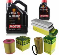 MANN-FILTER Controllo set 6L Motul 8100 X-clean+ 5W-30 per Audi A6 Avant 2.0